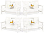 SERWALL Outdoor Bench with Cup Holder, All Weather Patio Benches with High by SERWALL