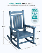 SERWALL Oversized Outdoor Rocking Chair, All-Weather Patio Rocking Chair - Image 3