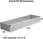 12x2x1 ft Galvanized Raised Garden Bed, Outdoor Planter Box Metal Patio Kit - Image 2