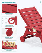 SERWALL Patio Chaise Lounge Chair Set of 2, Poly Lounge Chair - Image 5