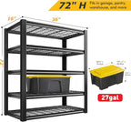 REIBII Garage Shelving 3200LBS, 5-Tier Storage Shelves, Adjustable Industrial - Image 3