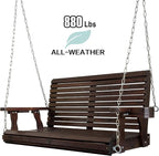 Wooden Porch Swing 2-Seater, High Backrest and Deep Seat, Bench Swing - Image 4