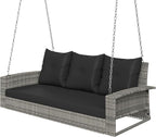 YITAHOME 3-Seats Outdoor Hanging Porch Swing Chair Rattan Black Wicker Patio - Image 6