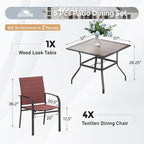 5 Piece Patio Dining Set for 4, Outdoor Table and Chairs Set for Lawn, Backyard - Image 3