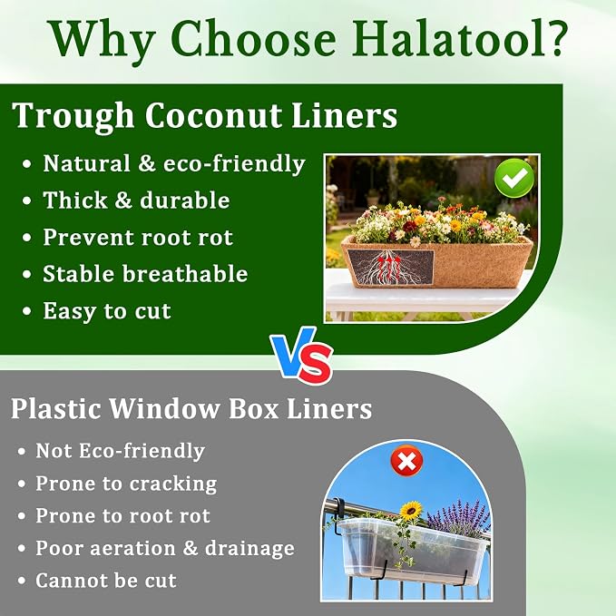Halatool 4 Pack 24 Inch Window Box Liners, Pre-Formed Coco Fiber Replacement - Image 5