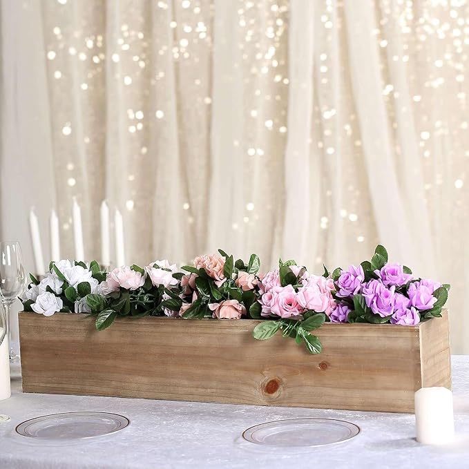 Efavormart 30"x6" Natural Wood Planter Box - Image 2