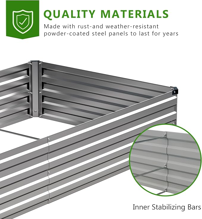 2PCS 9x3x1ft Galvanized Raised Garden Bed Kit, Galvanized Planter Raised Garden - Image 5