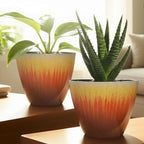 Plant Pots Pack of 4, 8 inch Plastic Flower Pots, Modern Glossy Finishing - Image 5
