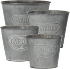 Briful 4 Size Galvanized Buckets Farmhouse Metal Bucket Dark Gray Galvanized by Briful