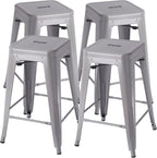 Stackable Metal Bar Stool Backless Indoor-Outdoor Counter Stools Fullmetal by VENIHOME