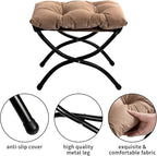 HollyHOME 15" Folding Footrest Stool, Upholstered Small Foldable Ottoman - Image 6