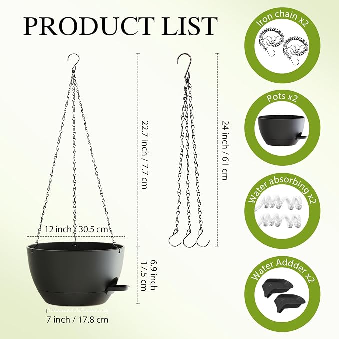12 Inch Hanging Baskets 2 PC - Image 2