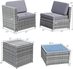 Tangkula 8 PCS Outdoor Patio Furniture Set, Rattan Wicker Sofa Set, Sectional - Image 4