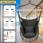 Y- STOP Hammock Chair Hanging Rope Swing, Max 500 Lbs, 2 Cushions Included - Image 5