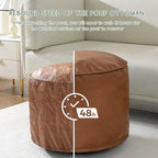 HIGOGOGO Round Stuffed Pouf Ottoman, Pu Leather Poufs - Image 7
