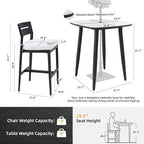 Modern 5PCS Outdoor Patio Bar Set, Rounded Square 35.4'' Sintered Stone Table & - Image 2