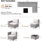 ovios 6 Pieces Patio Furniture Set, Outdoor Wicker Sectional Sofa - Image 2