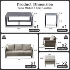 Belord 7 Piece Outdoor Furniture Patio Wicker Sofa Set, Oversize Outdoor Dining - Image 3
