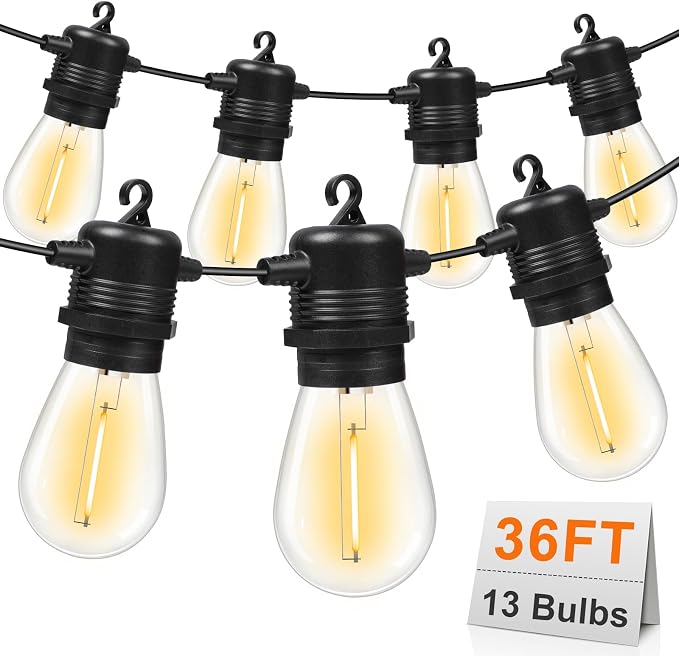 LED Outdoor String Lights 36FT Patio Lights by GvvooHome