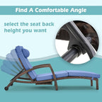 Chaise Lounge Chairs Outdoor Set of 4, Comfy Outside Wicker Patio Pool Lounge - Image 2
