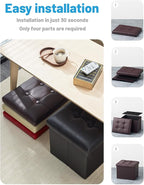 AmasSmile 2PC Storage Ottoman Folding Foot Rest Stool - Image 7