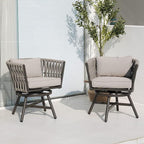 Grand patio Swivel Rope Wicker Chairs Set of 2, Patio Dining Chairs by GrandPatio