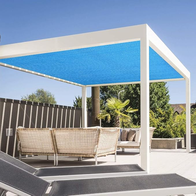 Eden's Decor Straight Flat-Edged Sun Shade Sail Rectangular 4' x 12' Blue - Image 6