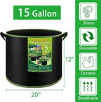 NACHLYNN 5-Pack 15 Gallon Grow Bags Thickened Nonwoven Fabric Pots Heavy Duty - Image 2