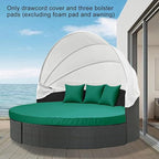 MICTONY Outdoor Daybed Cushion Cover, Sun Bed Round Cushion ONLY, Ink Green - Image 3