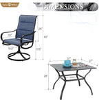 Sophia & William Outdoor Patio Dining Set 5 Pieces, 4 x Textilene Swivel Patio - Image 7