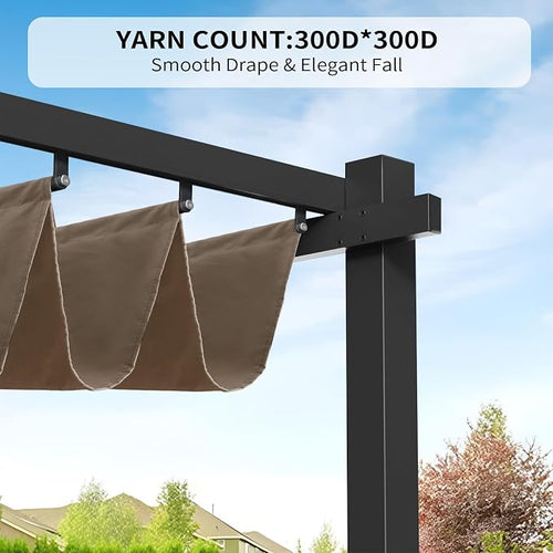 10' X 10' Pergola Shade Cover for Outdoor Retractable Durable Fabric Canopy - Image 2