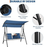 Porch Swing with Cup Holders & Pivot Storage Table & Cooler Bag with Adjustable - Image 5