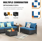 10 Pieces Patio Furniture Set All-Weather Outdoor Wicker Sectional Conversation - Image 6