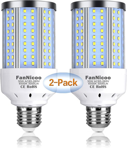2-Pack 200W Equivalent LED Corn Light Bulb 3000 Lumen 6500K Cool White Daylight by FanNicoo