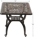 C/G Cast Aluminum Side Table, Decorative Outdoor End Table, Ornate Floral - Image 2