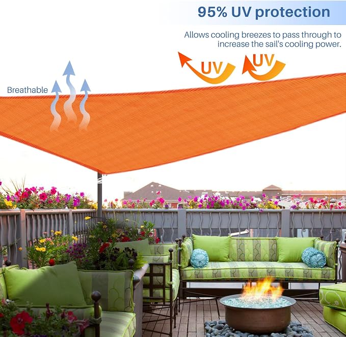 E&K Sunrise 25' x 25' x 25' Sun Shade Sail Triangle Canopy Shade Cover UV Block - Image 5