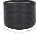 SAFAVIEH Outdoor Collection Nardo Black Cement Ficonstone Planter Pot - Image 2