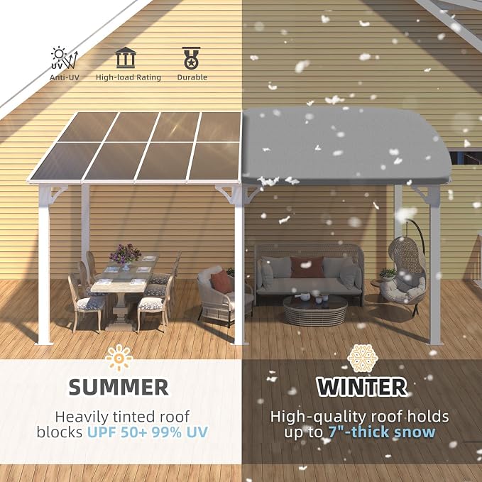 AECOJOY 16' x 8' White Gazebo Outdoor Pergola - Image 2