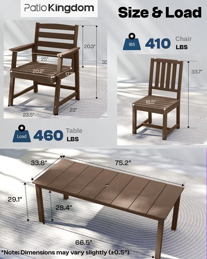 Brown 9-Piece Outdoor Dining Set - Image 4