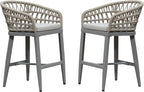 PURPLE LEAF Outdoor Rattan 24" Counter Height Bar Stools Chair Set of 2 - Image 3