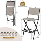 COSTWAY Outdoor Patio Bar Chair Set of 6, Folding Bar Height Stool - Image 8