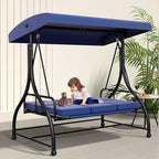 3-Seat Patio Swing Chair Outdoor Heavy Duty Steel Frame - Image 6