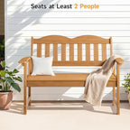 ONBRILL Outdoor Bench, 2-Person Poly Lumber Garden Bench - Image 4