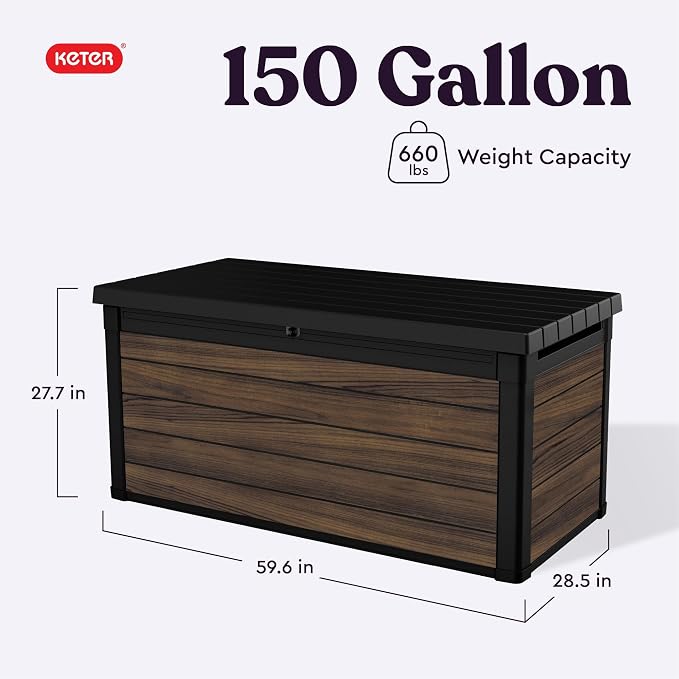 Keter Signature Collection 150 Gallon Resin Deck Box Organization and Storage - Image 3