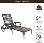 VINGLI Cast Aluminum Outdoor Chaise Lounge Chair - Image 5