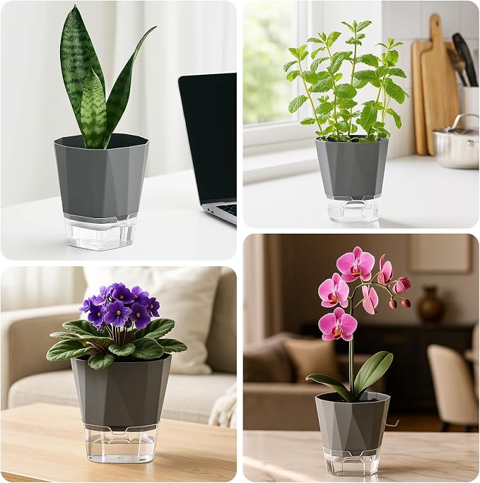 6 Pack Self Watering Plant Pots 8.4" Self Watering Planters - Image 7