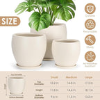 Plant Pots 17.5/14.8/12.2 inch Set of 3, Flower Pots - Image 2