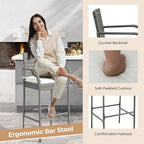 COSTWAY Wicker Bar Stools Set of 2, Patio Bar Height Chairs - Image 3