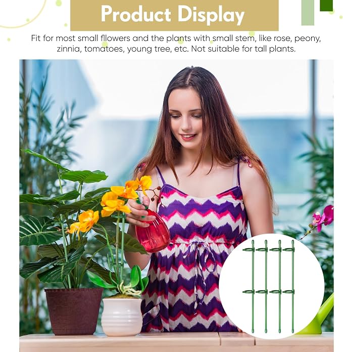 meekoo 12 Pcs Adjustable Garden Plant Support Stakes Single Stem Plant Cage - Image 6