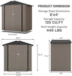 Patiowell 6x4 FT Outdoor Storage Shed, Garden Tool Storage Shed - Image 5